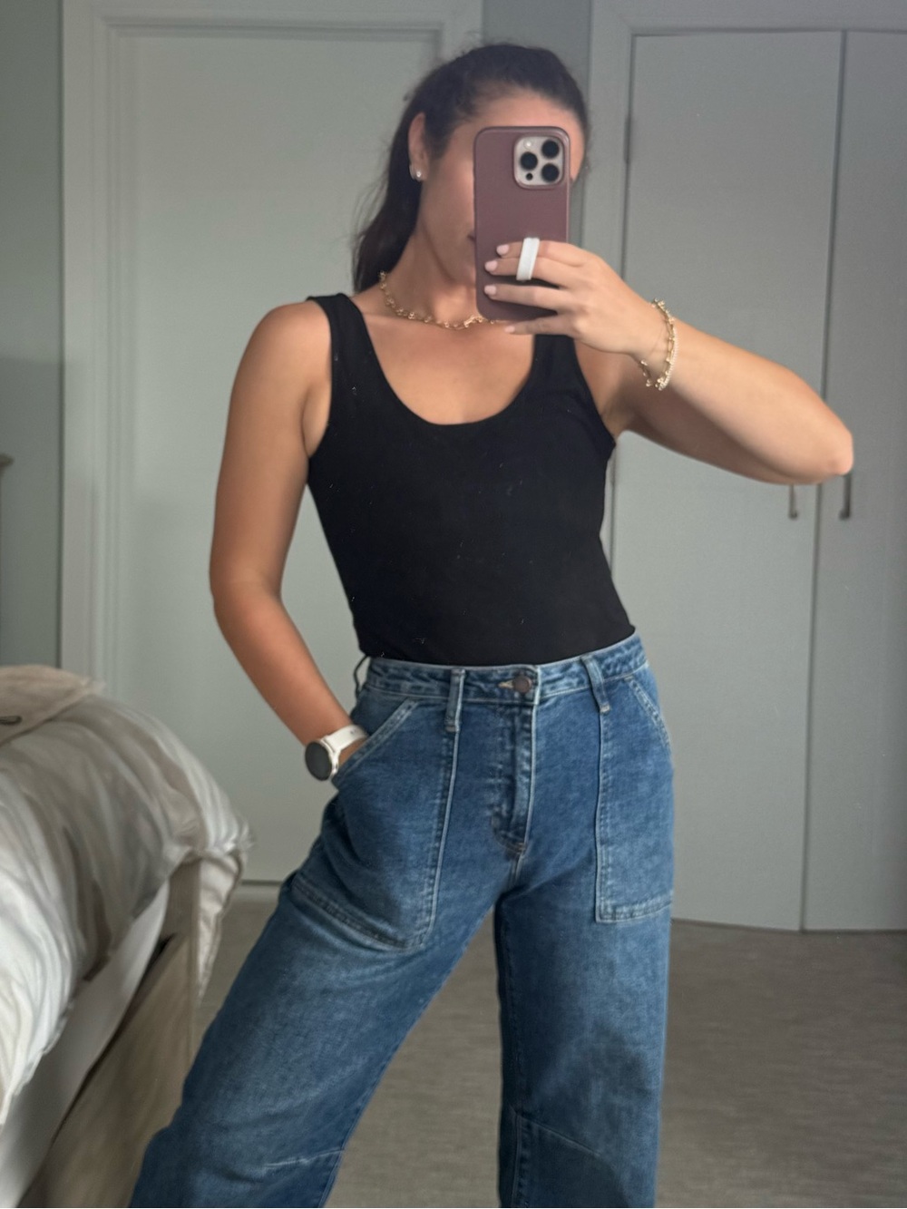 Black Suede Material Low Back Body Suit